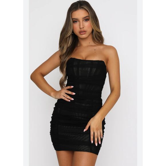 White Fox Black Tulle Strapless Mini Dress - Picture 2 of 7